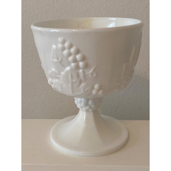 Milk Glass  Dessert Cup Grapes Leaves Replacement Vintage - Picture 8 of 10